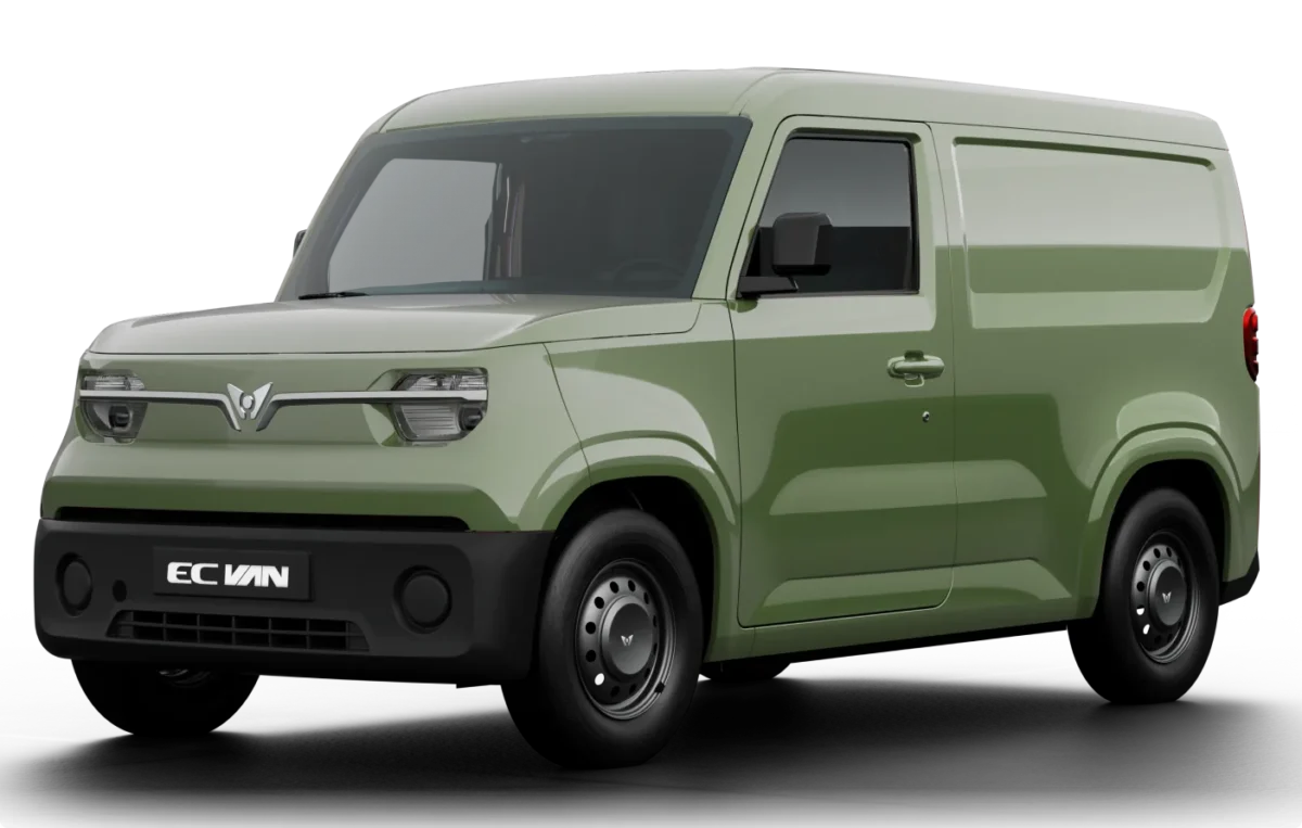 Đầu xe VinFast ECVan màu xanh Urban Mint
