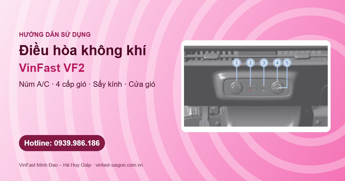 Điều hòa VinFast VF2: cách bật lạnh, chỉnh tốc độ gió, sấy kính và cửa gió