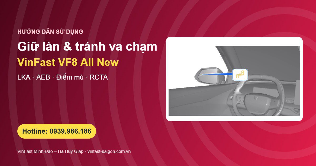 Giữ làn và tránh va chạm VinFast VF8 All New: LKA, ELK, FCW, AEB, BSD và RCTA