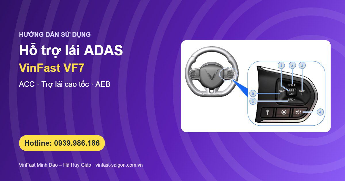 Hỗ trợ lái VinFast VF7: ACC, ISA, trợ lái cao tốc, giữ làn và phanh khẩn cấp tự động