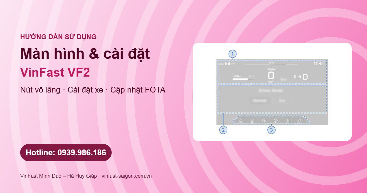 Màn hình táp-lô VinFast VF2: nút vô lăng, cài đặt xe, radio, USB-C và cập nhật FOTA