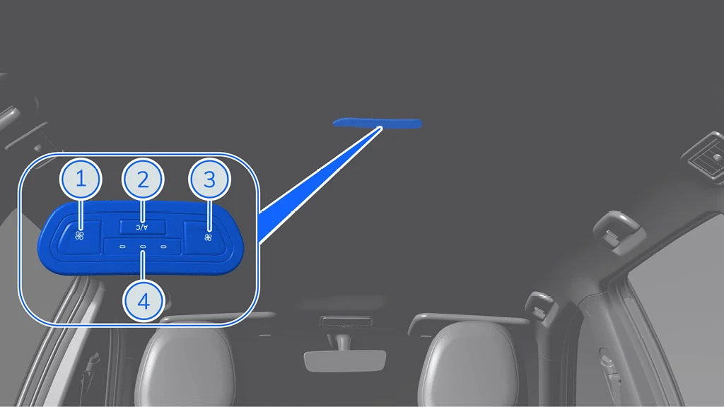 Nút điều khiển điều hòa hàng ghế thứ 3 trên nóc VinFast Limo Green