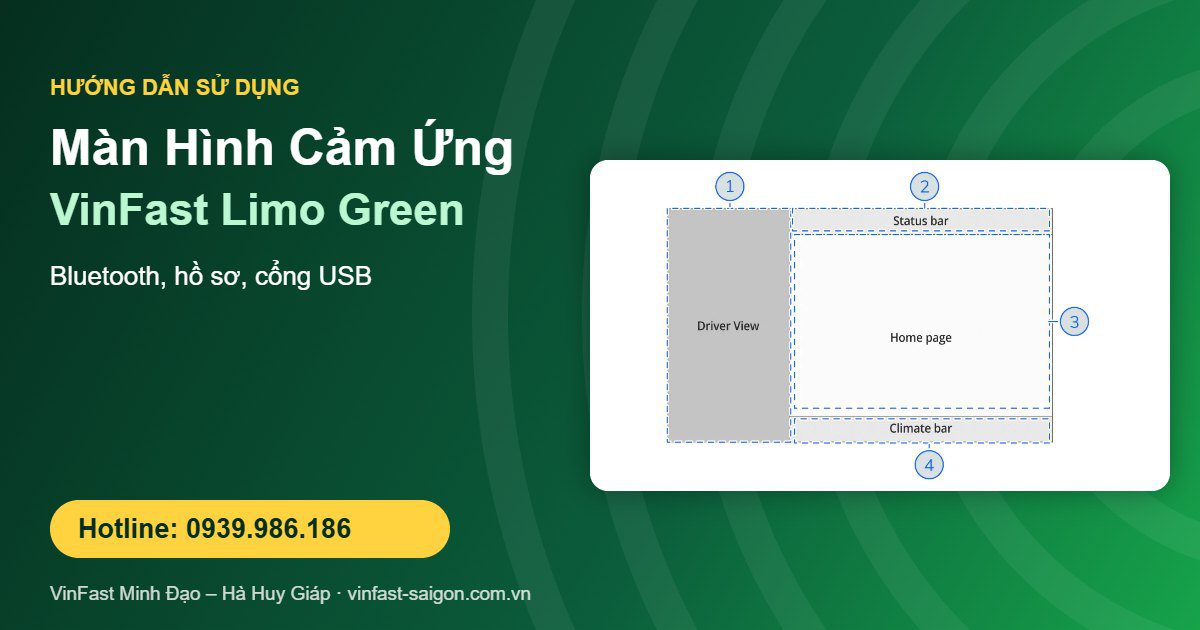 Màn Hình Cảm Ứng VinFast Limo Green: Hướng Dẫn Sử Dụng, Bluetooth & Cổng USB