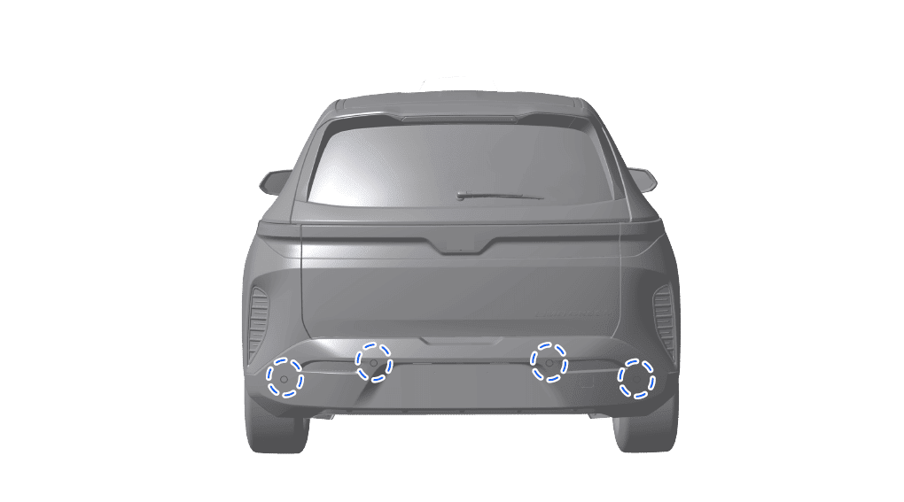 Vị trí cảm biến hỗ trợ đỗ xe trên cản sau VinFast MPV7