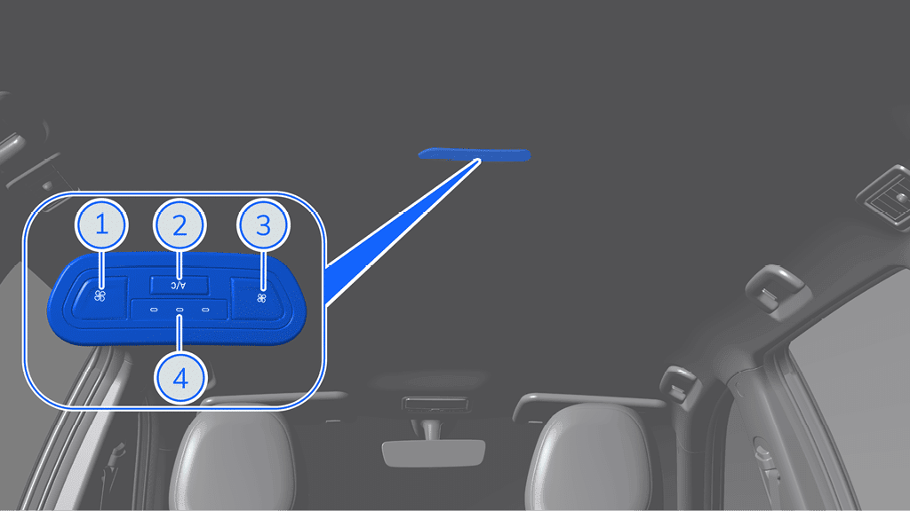 Cụm nút điều hòa hàng ghế thứ 3 trên nóc VinFast MPV7