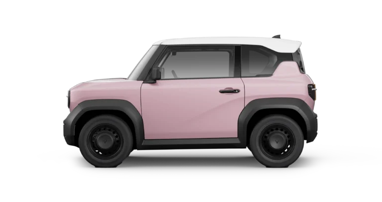 VinFast VF3 màu hồng, nóc trắng Rose Pink Body – Infinity Blanc Roof