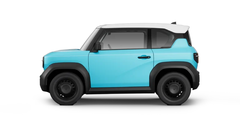 VinFast VF3 màu xanh da trời, nóc trắng Sky Blue – Infinity Blanc Roof